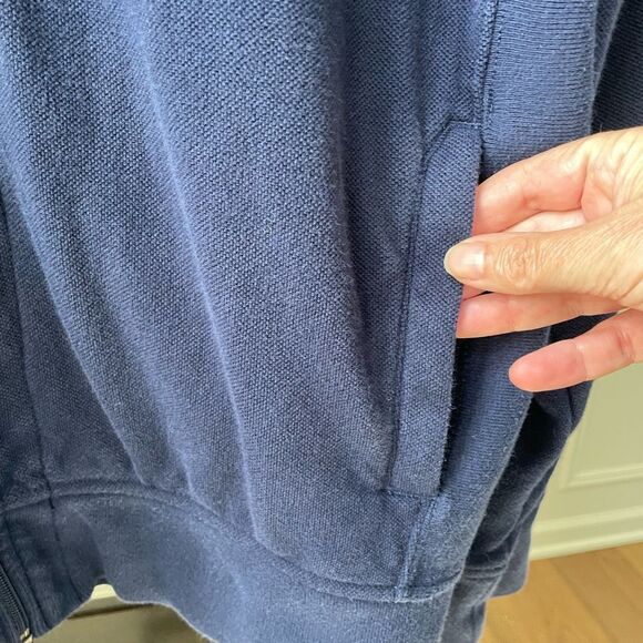 Vintage Polo Ralph Lauren Blue Pique Cotton Big Pony Full Zip Jacket XL Red Whit - Picture 6 of 10